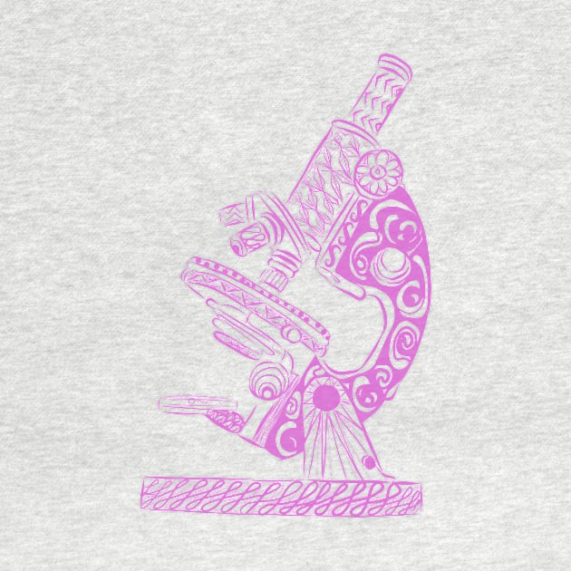 Scientific Microscope Line Drawing (Pink) by littlecurlew